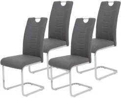 Schwingstuhl Ruby 4er Set grau Kunstleder B/H/T: ca. 44x103x60 cm