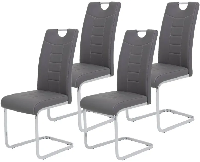 Schwingstuhl Ruby 4er Set grau Kunstleder B/H/T: ca. 44x103x60 cm