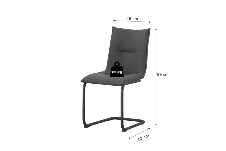 Schwingstuhl SONJA, 2er Set anthrazit Webstoff B/H/T: ca. 46x89x57 cm