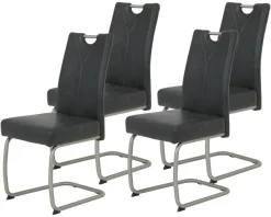 Schwingstuhl Sophia 4er Set anthrazit Vintage Microfaser B/H/T: ca. 43x99x58 cm