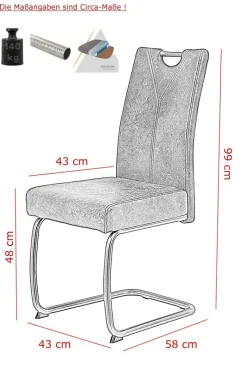 Schwingstuhl Sophia 2er Set schlamm Vintage Microfaser B/H/T: ca. 43x99x58 cm
