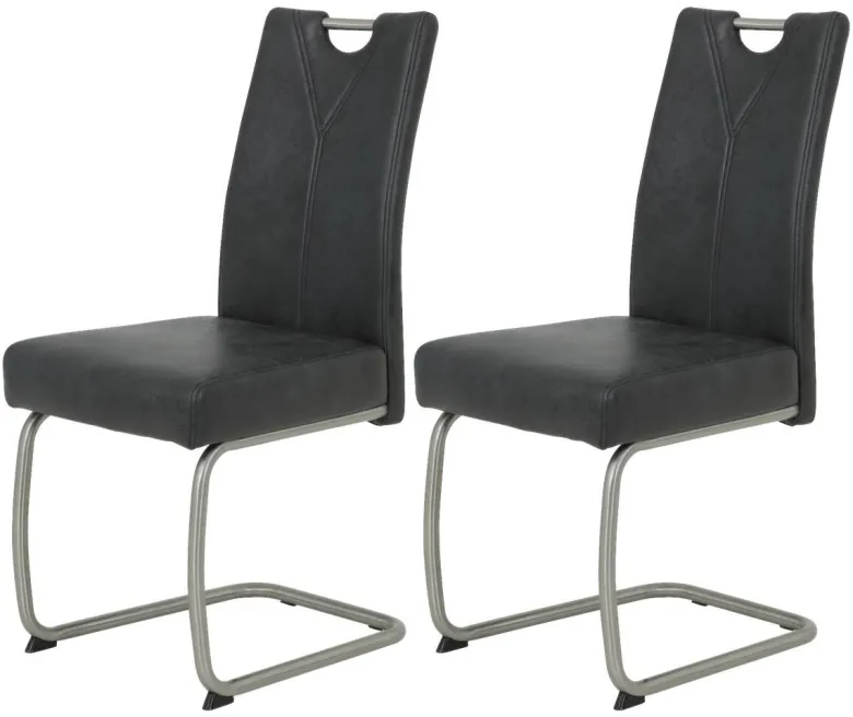 Schwingstuhl Sophie 2er Set anthrazit Vintage Microfaser B/H/T: ca. 43x99x58 cm