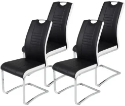 Schwingstuhl Tabea 4er Set schwarz weiß Kunstleder Kunstleder B/H/T: ca. 43x99x61 cm