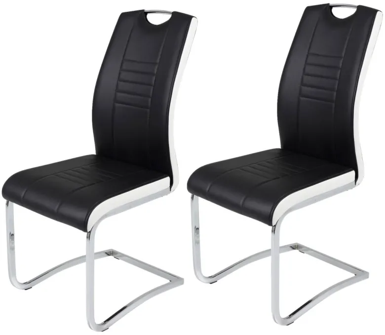 Schwingstuhl Tabea 2er Set schwarz weiß Kunstleder Kunstleder B/H/T: ca. 43x99x61 cm