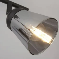 Searchlight Strahler Mega schwarz Glas Stahl B/H/L: ca. 25x20x50 cm E14 2 Brennstellen