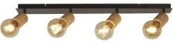 Searchlight Strahler Spinny schwarz braun Stahl B/H/T/L: ca. 10x15x15x91,5 cm E27 4 Brennstellen