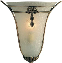 Searchlight Wandleuchte Nashville messing Stahl Glas B/H/T: ca. 25x28x12 cm E14 1 Brennstellen