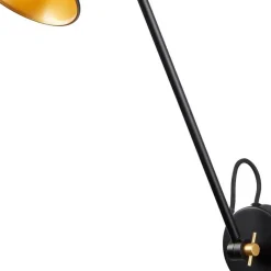 Searchlight Wandleuchte Swing Arm gold schwarz Stahl B/H/T: ca. 14x39x51 cm E27 1 Brennstellen
