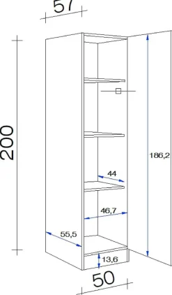 Seitenschrank Samoa weiß Eiche Nachbildung B/H/T: ca. 50x200x57 cm