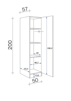 Seitenschrank Wito weiß B/H/T: ca. 50x200x57 cm