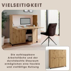 Sekretär MONTANA Eiche schwarz B/H/T: ca. 120x127x40 cm