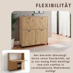 Sekretär MONTANA Eiche schwarz B/H/T: ca. 120x127x40 cm