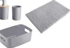 Sensation Bad-Set grau natur Kunststoff Bambus