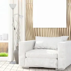 Sensation Stehlampe Biro Promo silber weiß Metall Kunststoff H: ca. 180 cm E27 2 Brennstellen