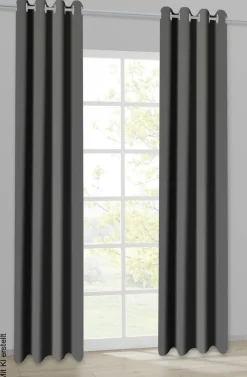 Ösenvorhang Samt anthrazit B/L: ca. 135x245 cm