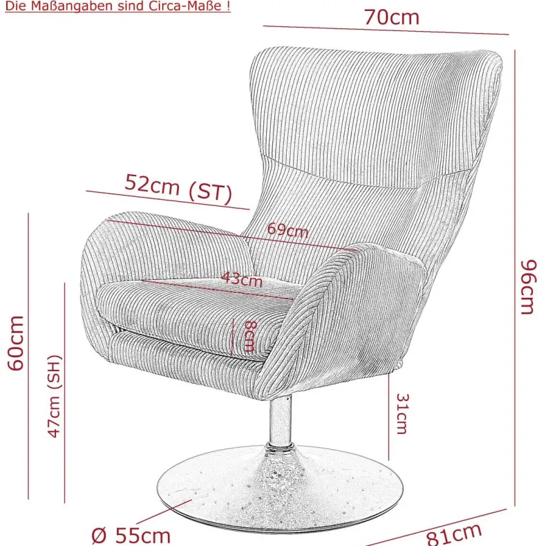 Sessel Samos grün Microfaser B/H/T: ca. 72x96x81 cm