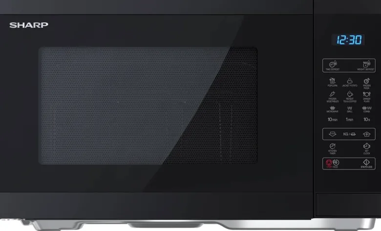 Sharp Mikrowelle mit Grill YC-MG252AE-B schwarz Stahl B/H/T: ca. 47,2x28x34,5 cm