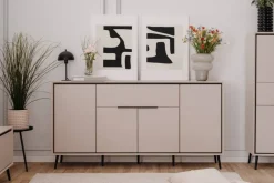 Sideboard Arona sand schwarz B/H/T: ca. 175x90x38 cm