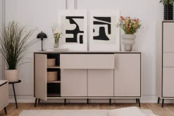 Sideboard Arona sand schwarz B/H/T: ca. 175x90x38 cm