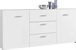 Sideboard Atlanta weiß Hochglanz perlweiß Optik B/H/T: ca. 192x88x40 cm