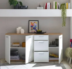 Sideboard BC 1035 weiß Eiche Artisan Nachbildung B/H/T: ca. 180x86x38 cm