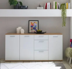 Sideboard BC 1035 weiß Eiche Artisan Nachbildung B/H/T: ca. 180x86x38 cm