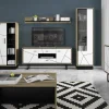 Sideboard Brolo Eiche Cleveland Nachbildung weiß Hochglanz schwarz B/H/T: ca. 167x90x40 cm
