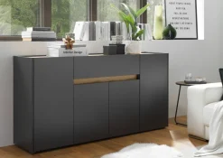 Sideboard City Eiche Wotan Nachbildung anthrazit B/H/T: ca. 170x84x40 cm