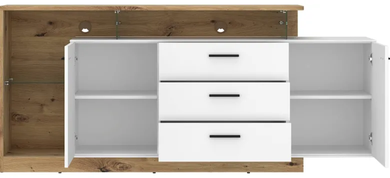 Sideboard Covelo Eiche Artisan Oak Nachbildung weiß B/H/T: ca. 192x85x40 cm