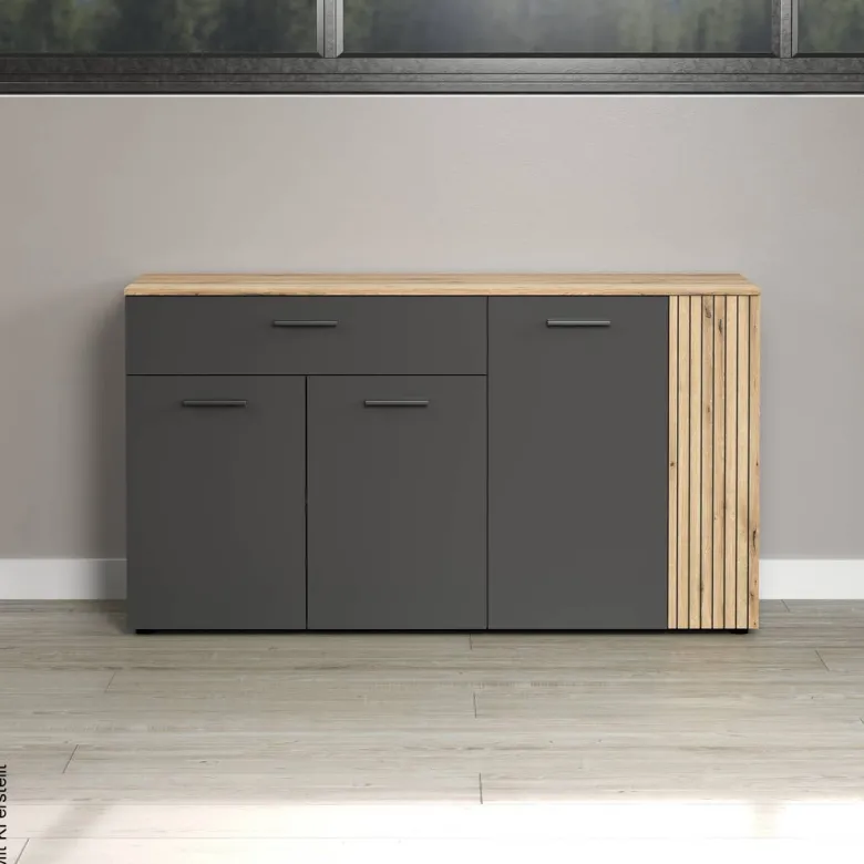 Sideboard Esteban anthrazit Eiche Nachbildung B/H/T: ca. 150x83x42 cm