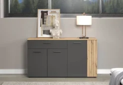 Sideboard Esteban anthrazit Eiche Nachbildung B/H/T: ca. 150x83x42 cm