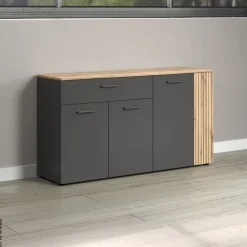 Sideboard Esteban anthrazit Eiche Nachbildung B/H/T: ca. 150x83x42 cm