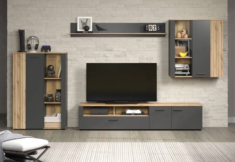 Sideboard Esteban anthrazit Eiche Nachbildung B/H/T: ca. 150x83x42 cm