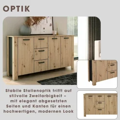 Sideboard FARO Eiche schwarz B/H/T: ca. 160x84x40 cm