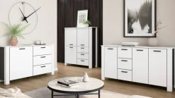 Sideboard FARO weiß schwarz B/H/T: ca. 140x84x40 cm
