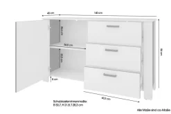 Sideboard FARO weiß schwarz B/H/T: ca. 140x84x40 cm