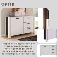 Sideboard FARO weiß schwarz B/H/T: ca. 140x84x40 cm
