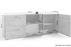 Sideboard FRAME Eiche schwarz B/H/T: ca. 200x75,5x37,5 cm