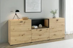 Sideboard FRAME Eiche schwarz B/H/T: ca. 200x75,5x37,5 cm