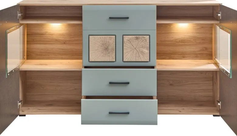 Sideboard Fun Plus 2 salbei Oak Eiche Viking Nachbildung B/H/T: ca. 170x94x42 cm