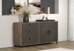 Sideboard Fusion Eiche dunkel Nachbildung bronze Optik B/H/T: ca. 176x86x42 cm