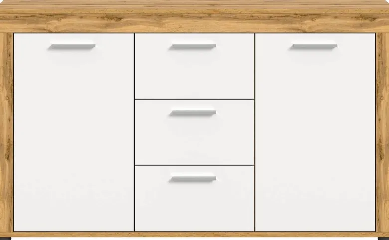 Sideboard Jam Eiche Wotan Nachbildung weiß B/H/T: ca. 125x80x35 cm