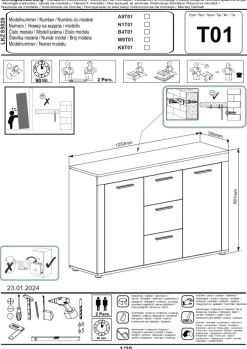 Sideboard Jam Eiche Wotan Nachbildung weiß B/H/T: ca. 125x80x35 cm