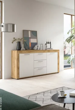 Sideboard Jam Eiche Wotan Nachbildung weiß B/H/T: ca. 125x80x35 cm