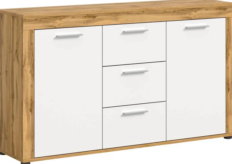 Sideboard Jam Eiche Wotan Nachbildung weiß B/H/T: ca. 125x80x35 cm