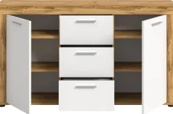 Sideboard Jam Eiche Wotan Nachbildung weiß B/H/T: ca. 125x80x35 cm