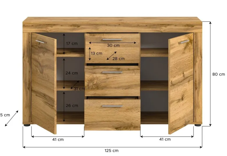 Sideboard Jam Eiche Wotan Nachbildung B/H/T: ca. 125x80x35 cm