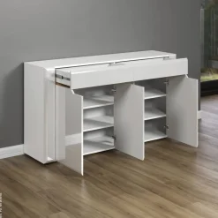 Sideboard Marlon Eiche Evoke Coast Nachbildung weiß Hochglanz B/H/T: ca. 150x84x40 cm
