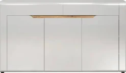 Sideboard Marlon Eiche Evoke Coast Nachbildung weiß Hochglanz B/H/T: ca. 150x84x40 cm