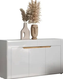 Sideboard Marlon Eiche Evoke Coast Nachbildung weiß Hochglanz B/H/T: ca. 150x84x40 cm